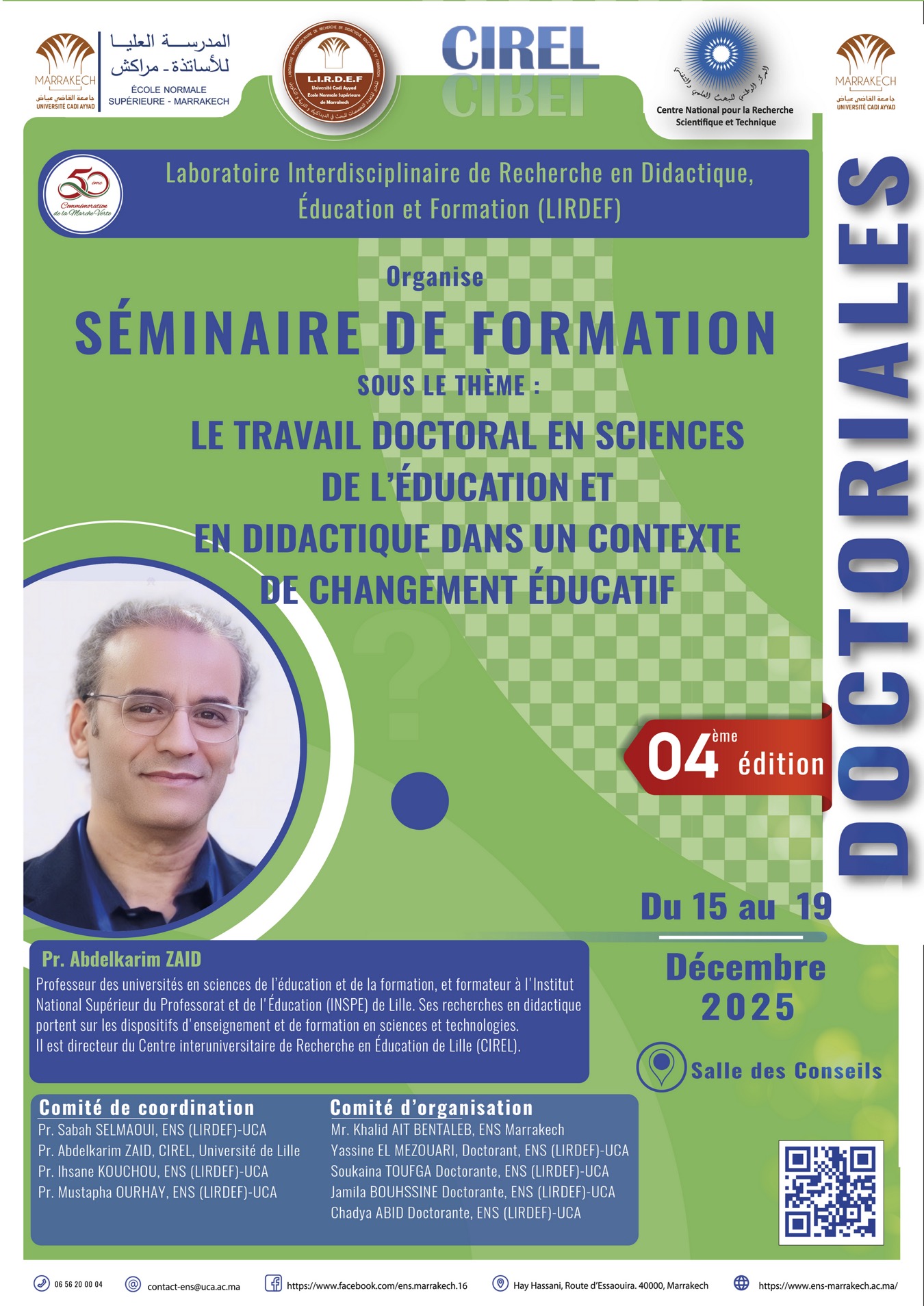 Séminaire de formation : Le travail doctoral en sciences de l’éducation et en didactique dans un contexte de changement éducatif.