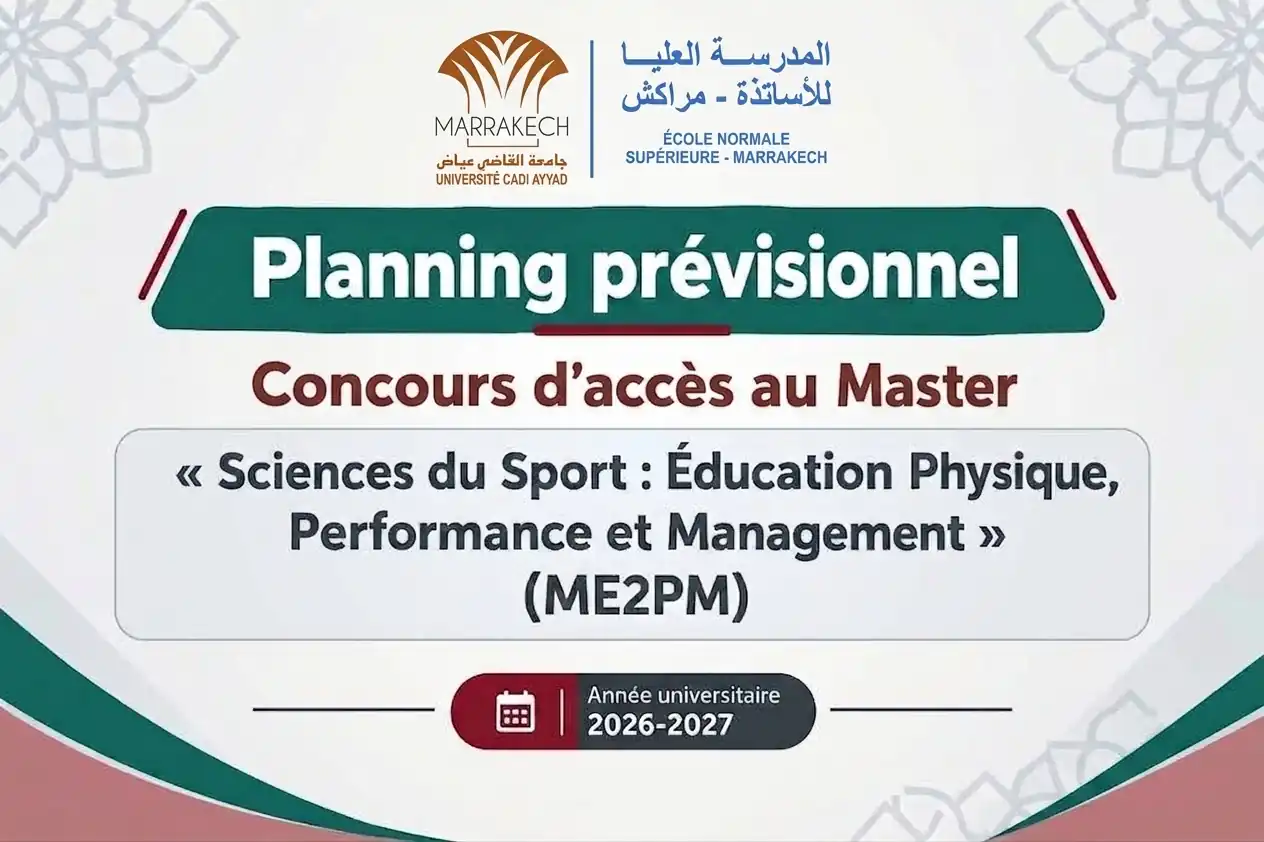 Planning prévisionnel – Concours d’accès au Master « Sciences du Sport : Éducation Physique, Performance et Management » (ME2PM) – Année universitaire 2026-2027