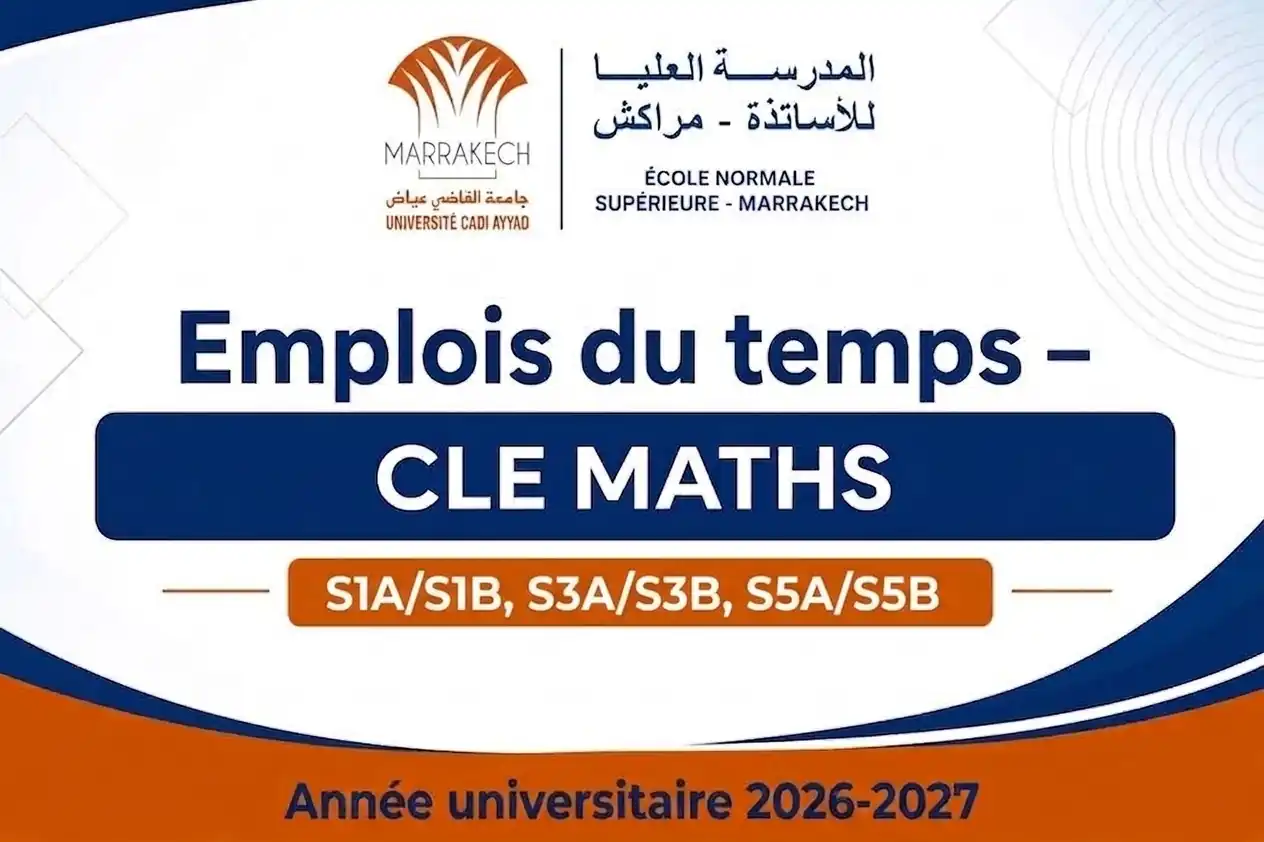 Emplois du temps – CLE MATHS (S1A/S1B, S3A/S3B, et S5A/S5B) - Année universitaire 2026-2027